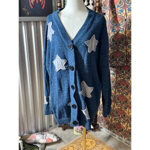 Coraline Star Appliqué Blue Knit Cardigan Sweater Size 5